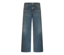 Jeans In Denim Di Cotone Vintage, Uomo, Azzurro