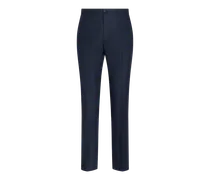 Pantaloni In Lana Jacquard, Uomo, Blu Navy