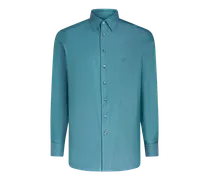 Camicia In Cotone Con Mini Logo, Uomo, Verde