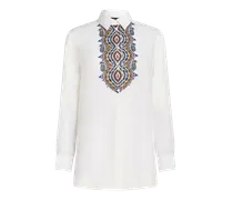 Camicia In Crêpe De Chine Ricamata, Donna, Bianco