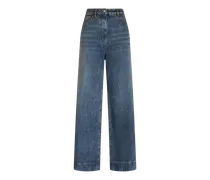 Jeans Con Pegaso Ricamato, Donna, Blu Navy