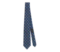 Cravatta Micro Motivi Geometrici, Uomo, Blu Navy