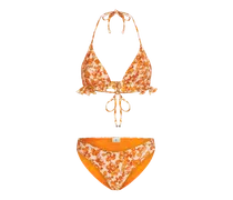 Bikini Triangolo Con Rouches, Donna, Arancione