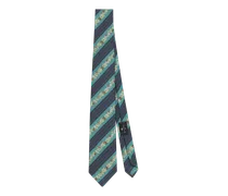 Cravatta A Righe E Micro Fiori, Uomo, Blu Navy
