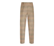 Pantaloni Sartoriali Principe Di Galles, Donna, Beige