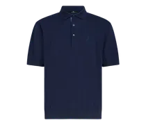 Polo In Cashmere E Cotone Con Logo, Uomo, Blu Navy