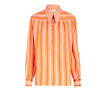 Camicia A Righe Sfumate, Donna, Arancione