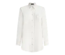 Camicia In Crêpe De Chine Con Pegaso Ricamato, Donna, Bianco