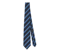 Cravatta In Seta A Righe, Uomo, Blu Navy