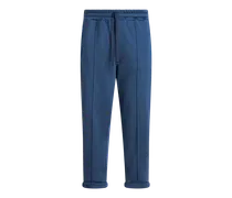 Pantaloni In Felpa Con Logo  E Pegaso, Uomo, Blu Navy