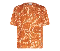 T-shirt Stampata Con Logo, Uomo, Arancione