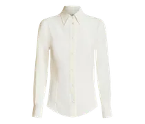 Camicia In Seta Con Pince, Donna, Bianco