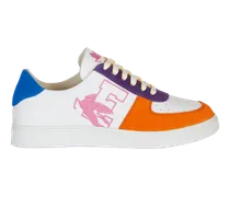 Sneakers In Pelle Con Pegaso, Donna, Arancione