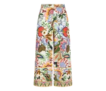 Pantaloni Culotte In Popeline Bouquet, Donna, Multicolor