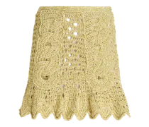Minigonna In Maglia Crochet, Donna, Verde