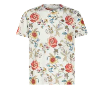 T-shirt Con Stampa Floreale E Logo, Uomo, Bianco