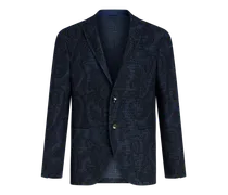 Giacca In Jersey Paisley, Uomo, Blu Navy