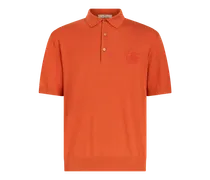 Polo In Cashmere E Cotone Con Logo, Uomo, Arancione