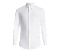 Camicia In Cotone Con Colletto Stampato, Uomo, Bianco