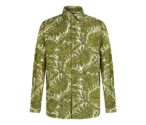 Camicia In Cotone Con Stampa Paisley Floreale, Uomo, Verde