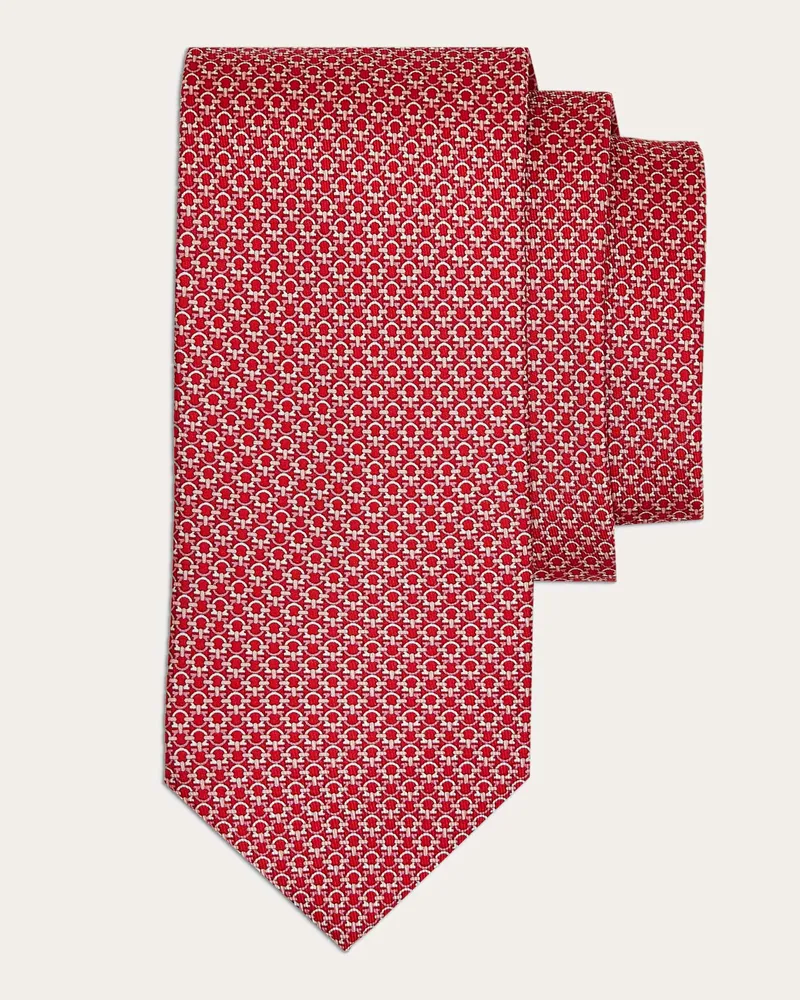 Ferragamo Uomo Cravatta in seta stampa Gancini Rosa Rosa