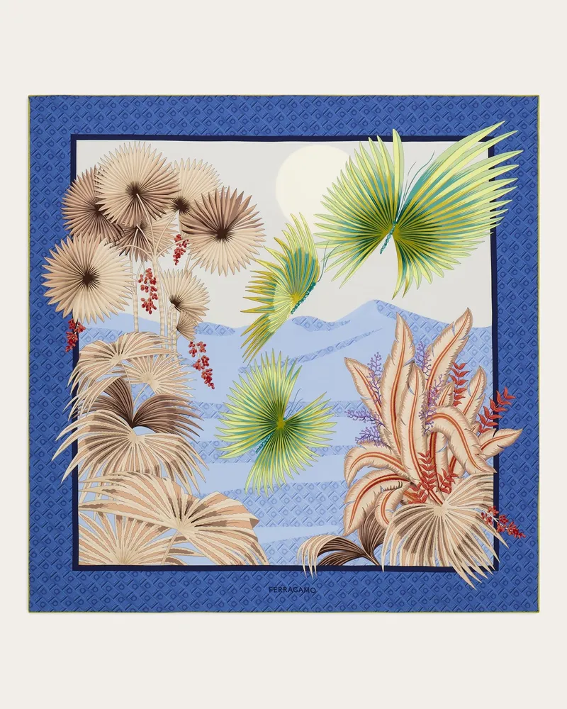 Ferragamo Donna Foulard in seta stampa Dure Blu Blu