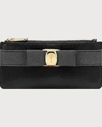 Ferragamo Donna Porta carte di credito fiocco Vara Nero Nero