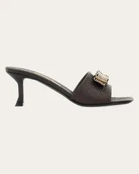 Ferragamo Donna Slide fiocco Vara Nero Nero