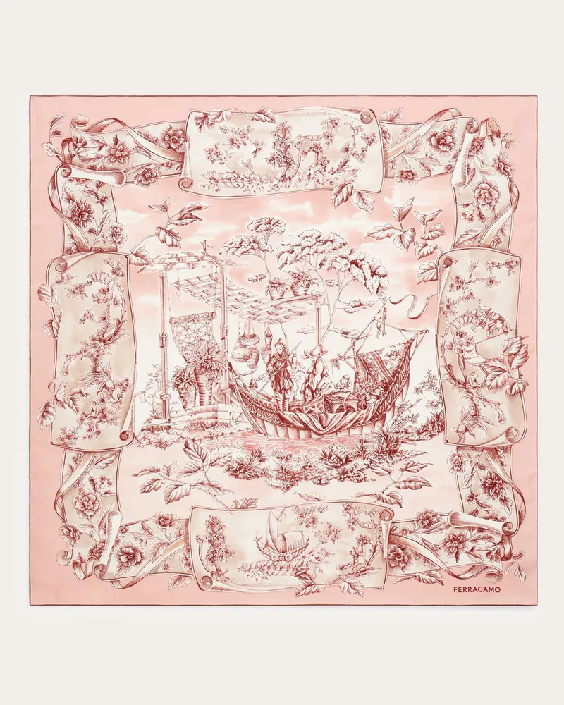 Ferragamo Donna Foulard in seta stampa Etnica Rosa Rosa