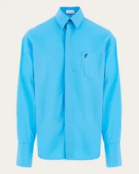 Ferragamo Uomo Camicia ampia con ricamo Blu Blu