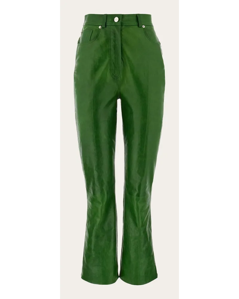 Ferragamo Donna Pantalone 5 tasche in nappa Verde Verde