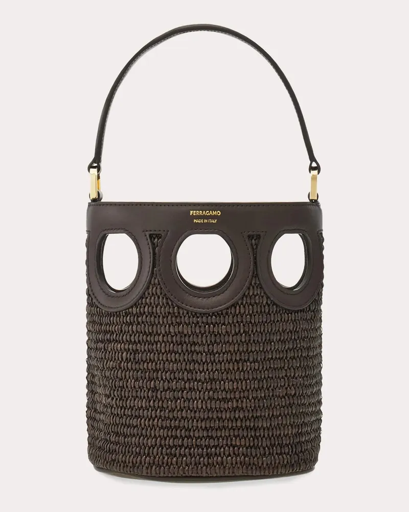 Ferragamo Donna Secchiello con trama Gancini (XS) Marrone Marrone