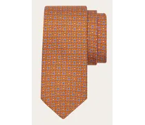 Uomo Cravatta in seta stampa Gancini Arancione