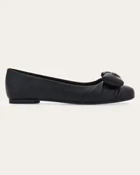 Ferragamo Donna Ballerina fiocco Vara imbottito Nero Nero