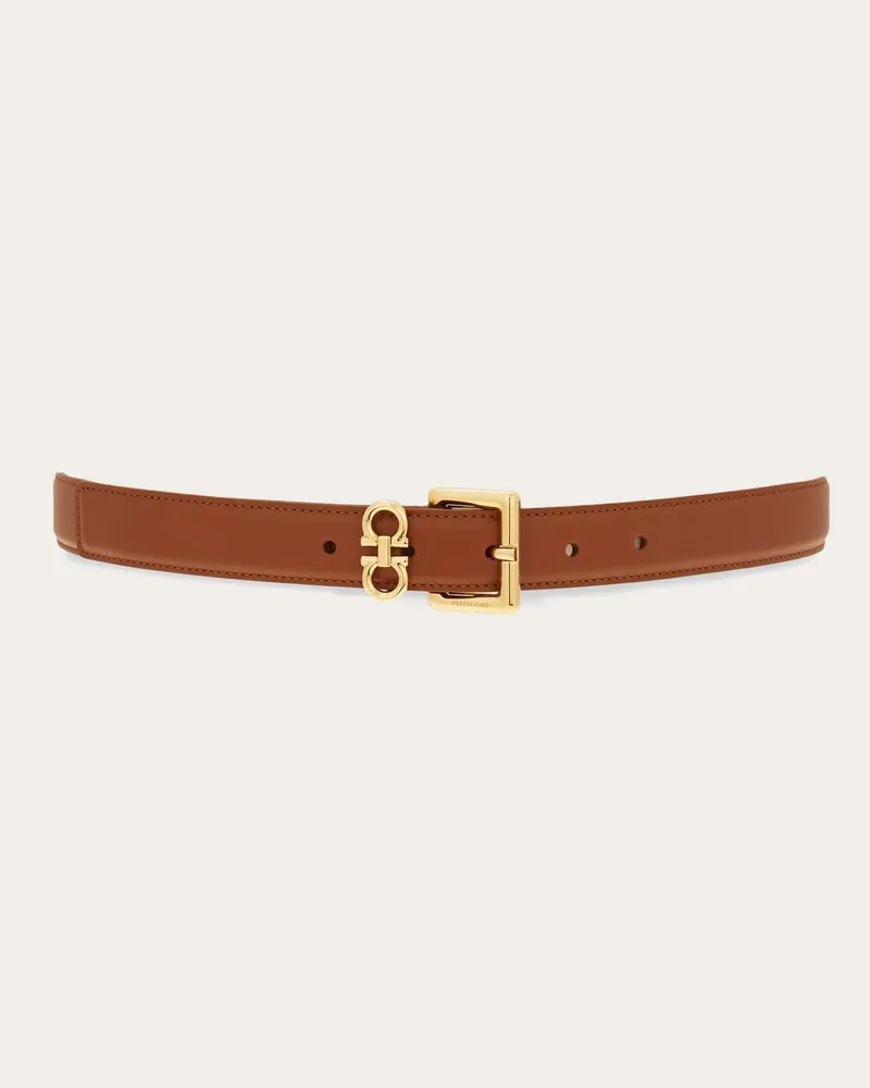 Ferragamo Donna Cintura fissa con doppio Gancini Marrone Marrone