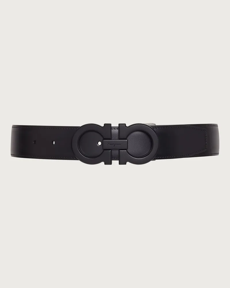 Ferragamo Uomo Cintura reversibile e regolabile Gancini Nero Nero