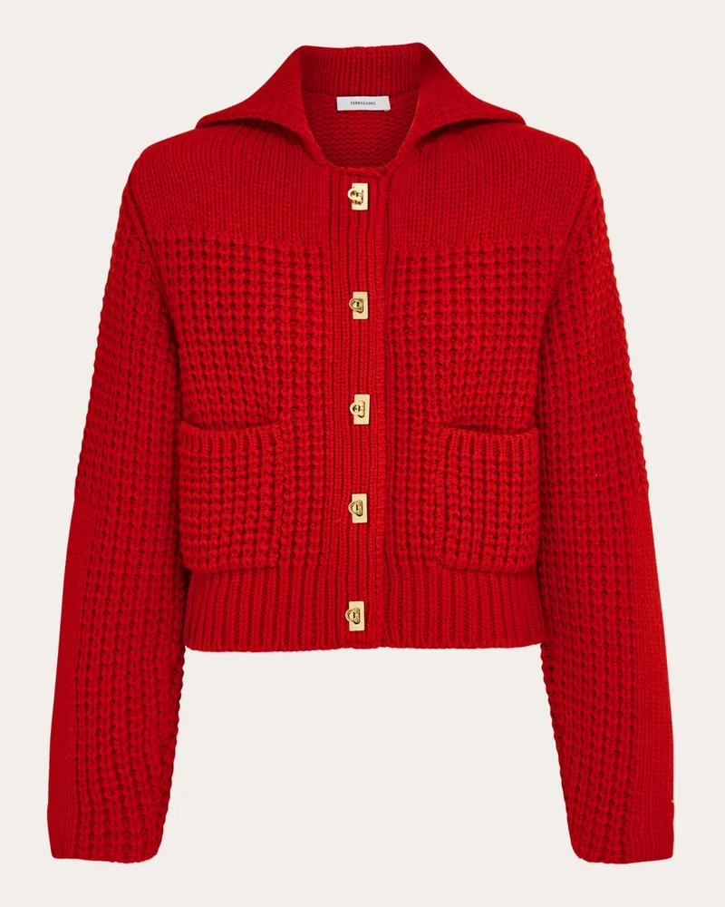 Ferragamo Donna Cardigan fibbie Gancini Rosso Rosso