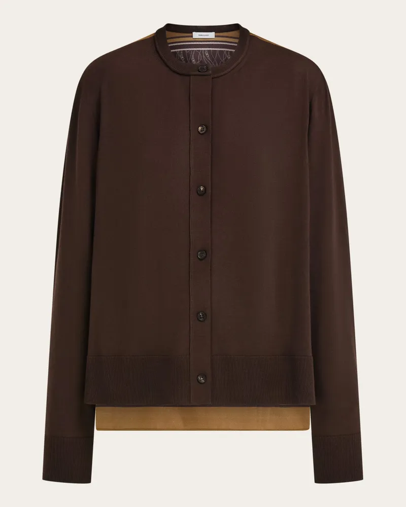 Ferragamo Donna Cardigan retro in seta Marrone Marrone