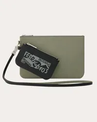 Ferragamo Uomo Doppia pouch con logo Grigio Grigio