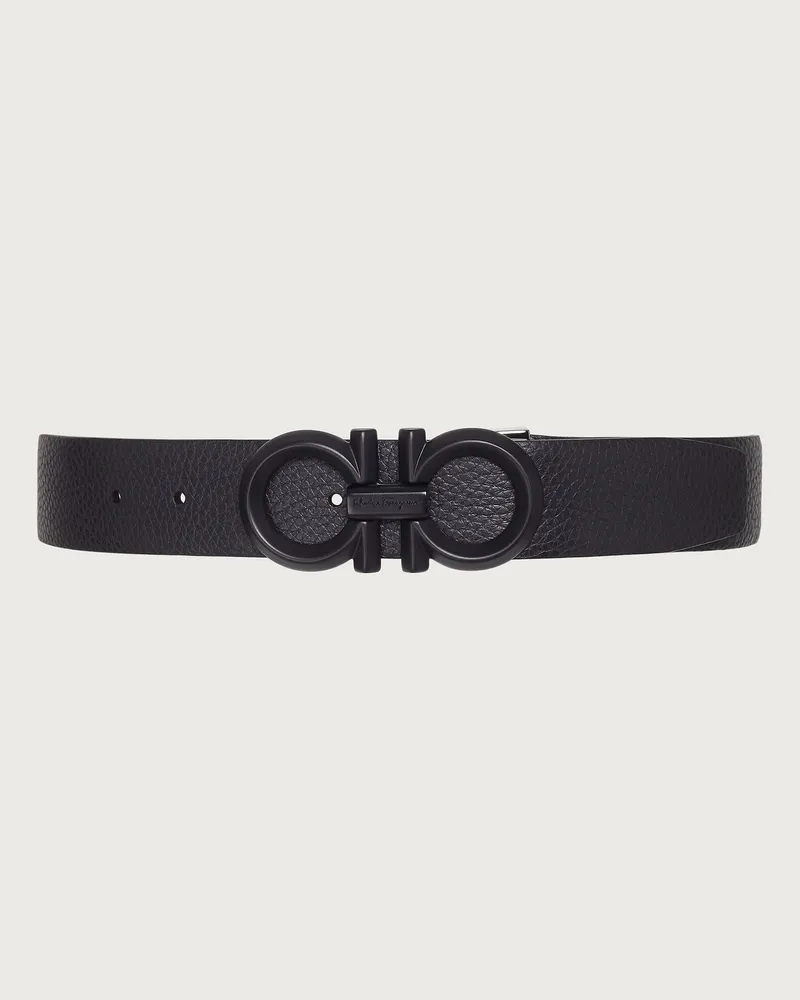 Ferragamo Uomo Cintura reversibile e regolabile Gancini Nero Nero