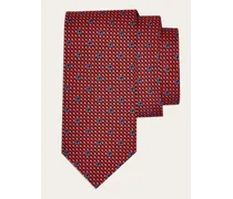 Uomo Cravatta in seta stampa Gancini Blu/Rosso
