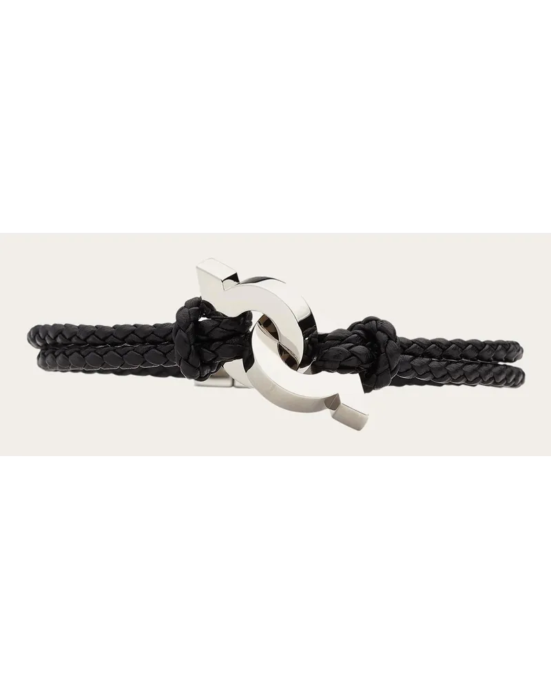 Ferragamo Uomo Bracciale con Gancini intrecciati - mis 19 Nero Nero