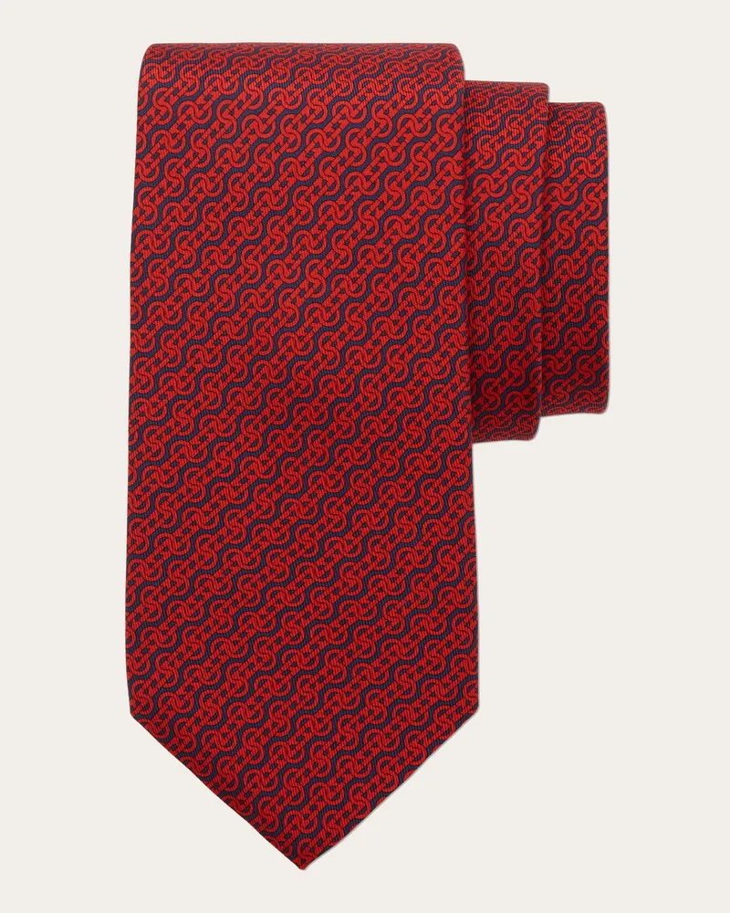 Ferragamo Uomo Cravatta in seta stampa Intreccio Rosso Rosso