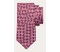 Uomo Cravatta in seta stampa Gancini Rosso/Rosa