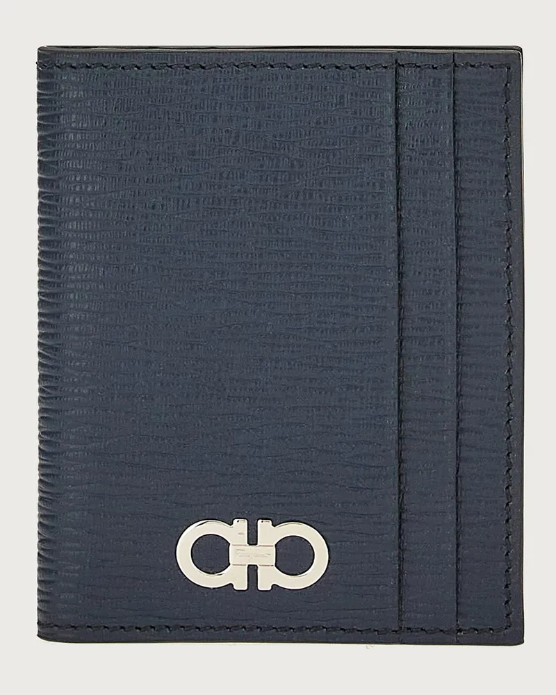 Ferragamo Uomo Porta carte di credito Gancini Blu Blu
