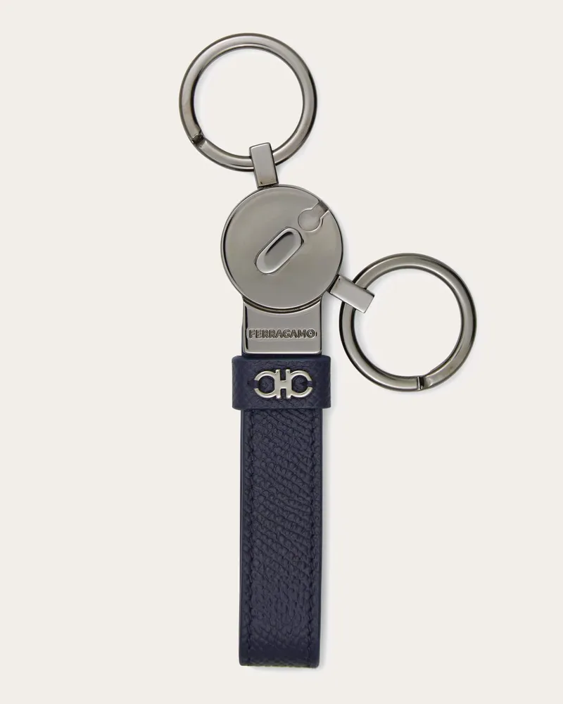 Ferragamo Uomo Portachiavi Gancini Blu Blu