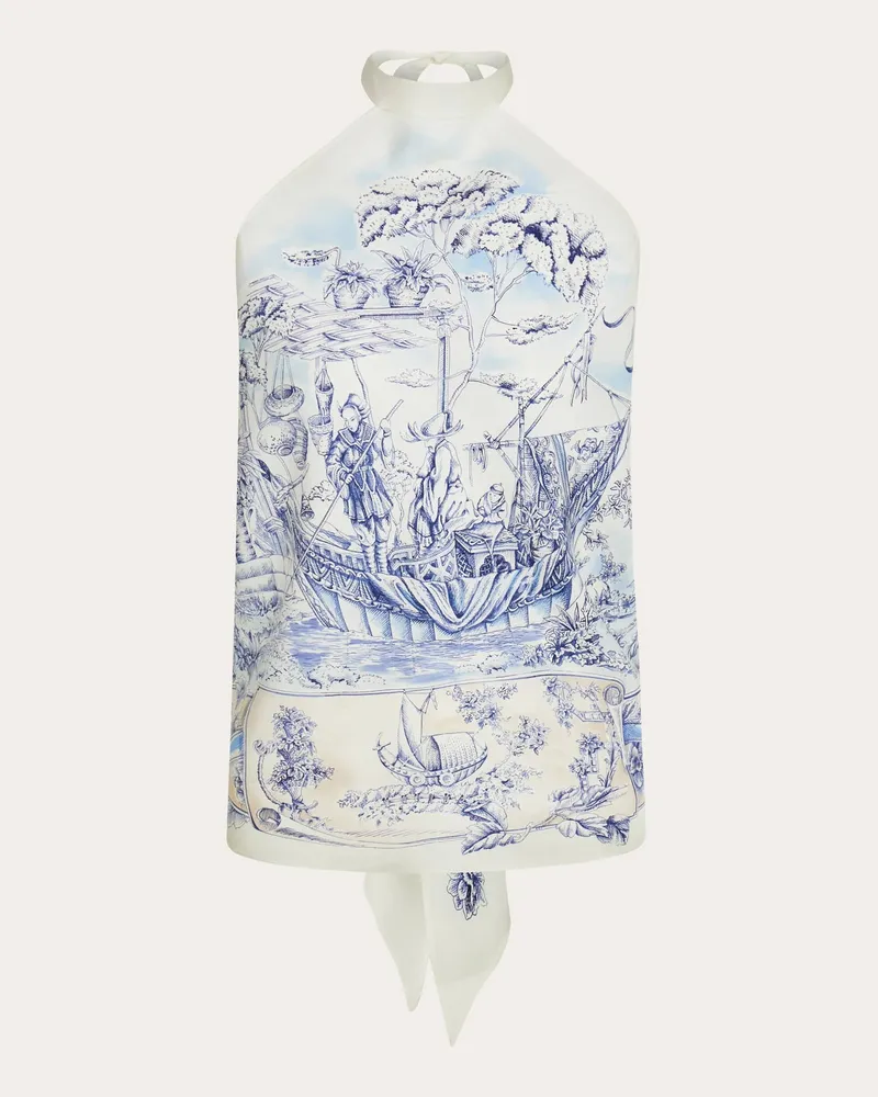 Ferragamo Donna Top a foulard stampa Etnica Blu Blu