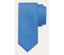 Uomo Cravatta in seta stampa Totem Blu