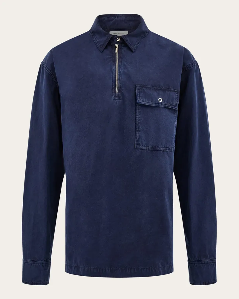 Ferragamo Uomo Camicia utility Blu Blu