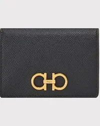 Ferragamo Donna Porta carte di credito Gancini Nero Nero